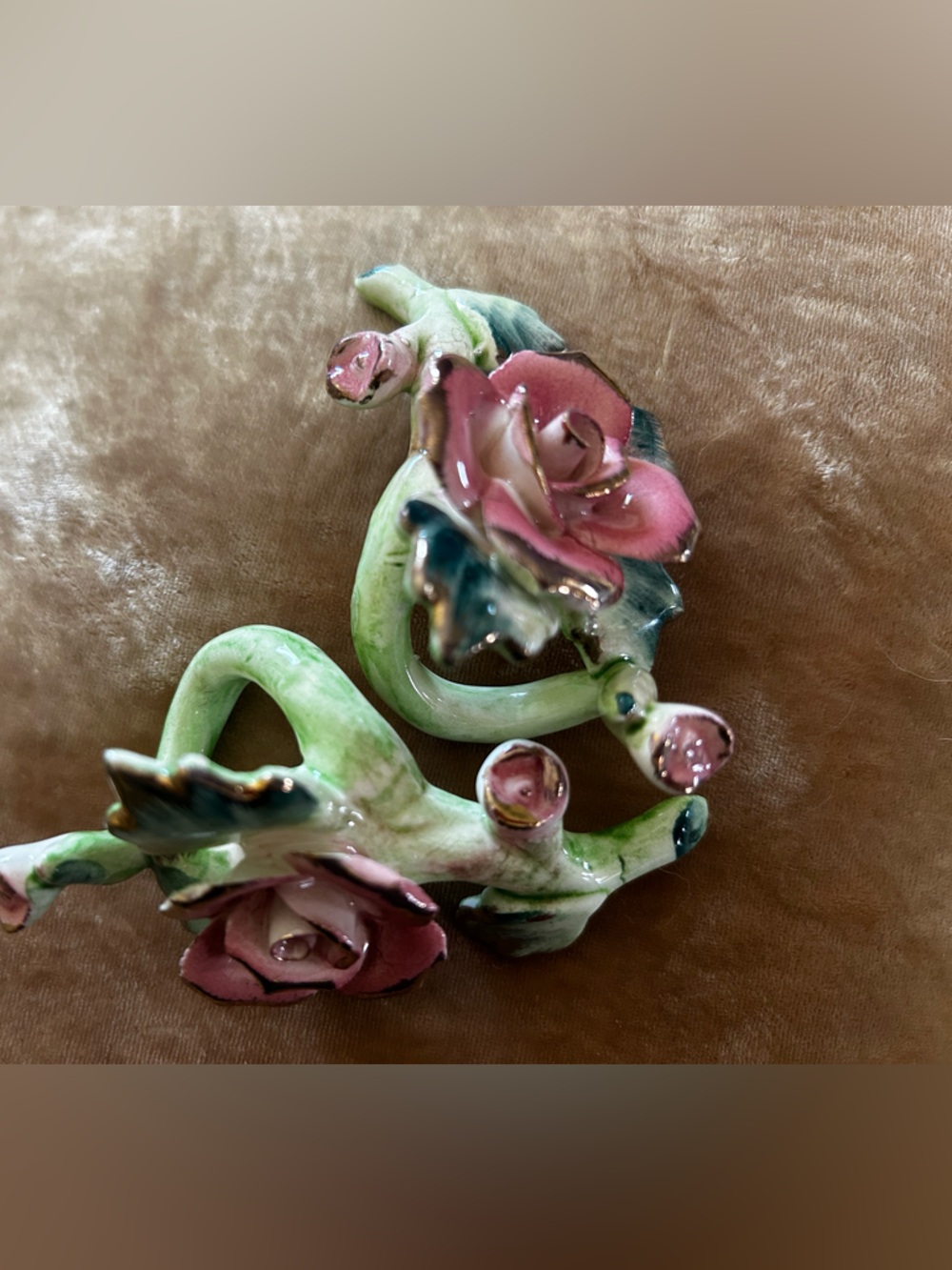 Porcelain Pink Rose Commodore Candle Holders